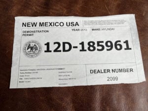temporary plates NEW MEXICO